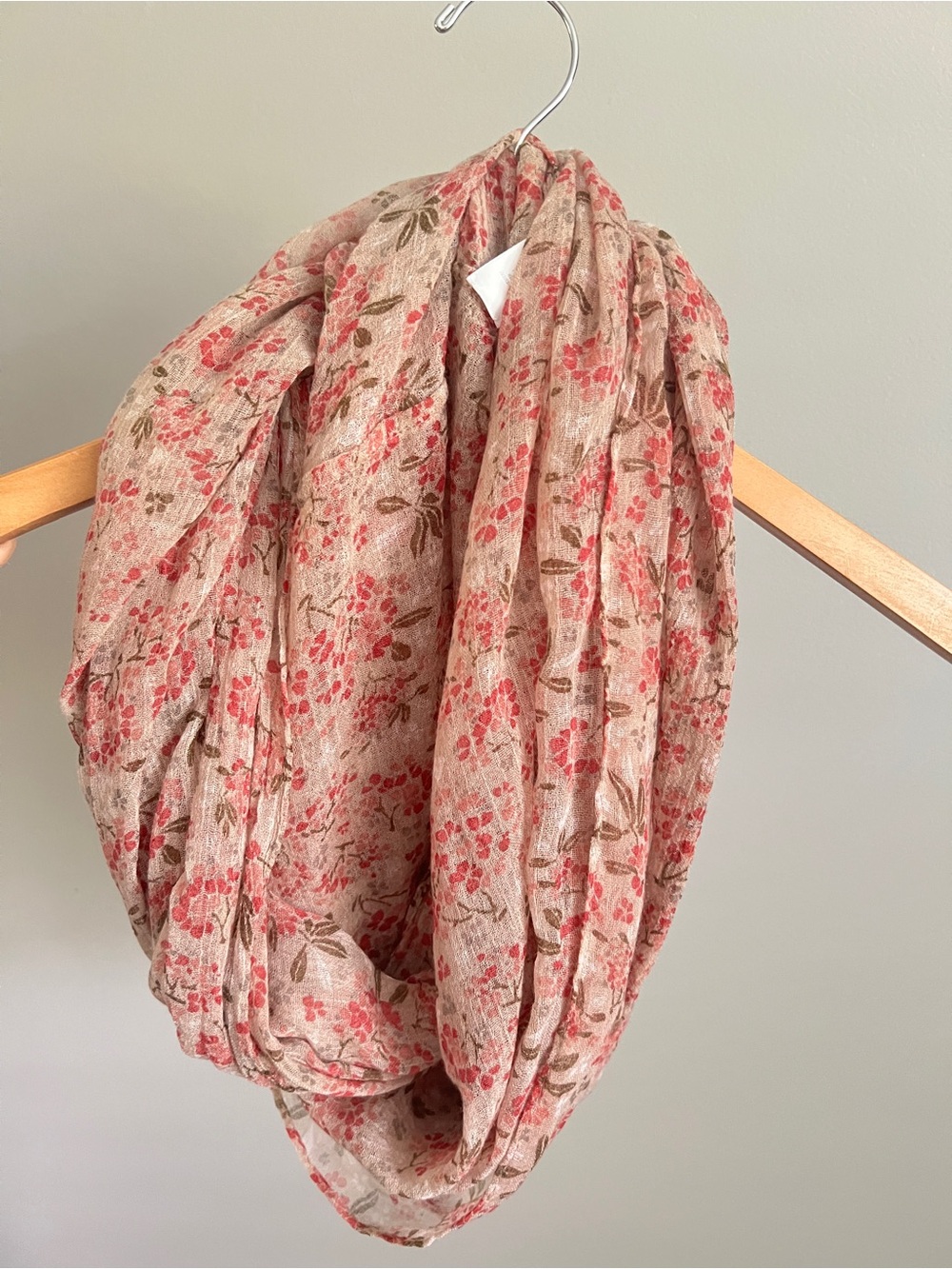 LOFT Floral Infinity Scarf in Pink and Tan